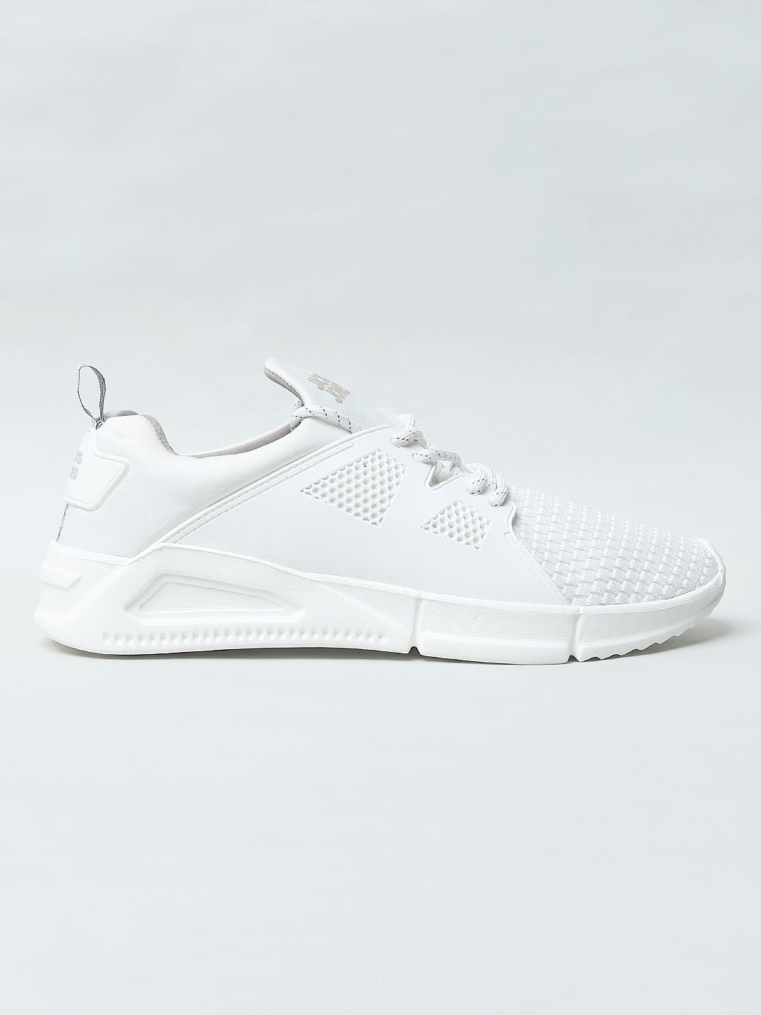 White Knit Lace-Up Sneakers