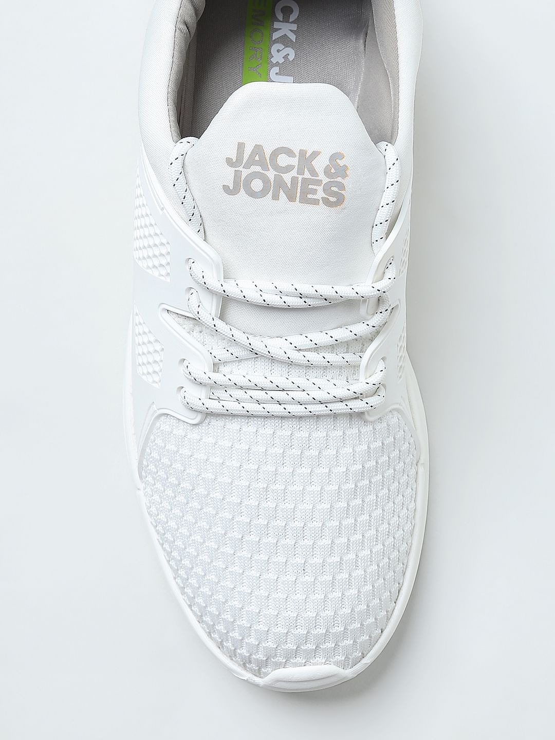 White Knit Lace-Up Sneakers