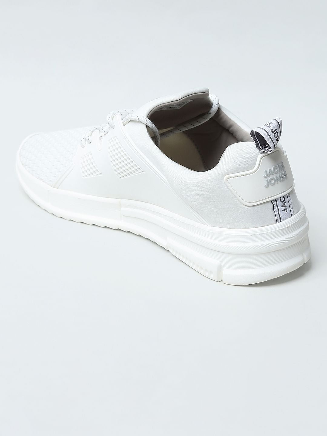 White Knit Lace-Up Sneakers