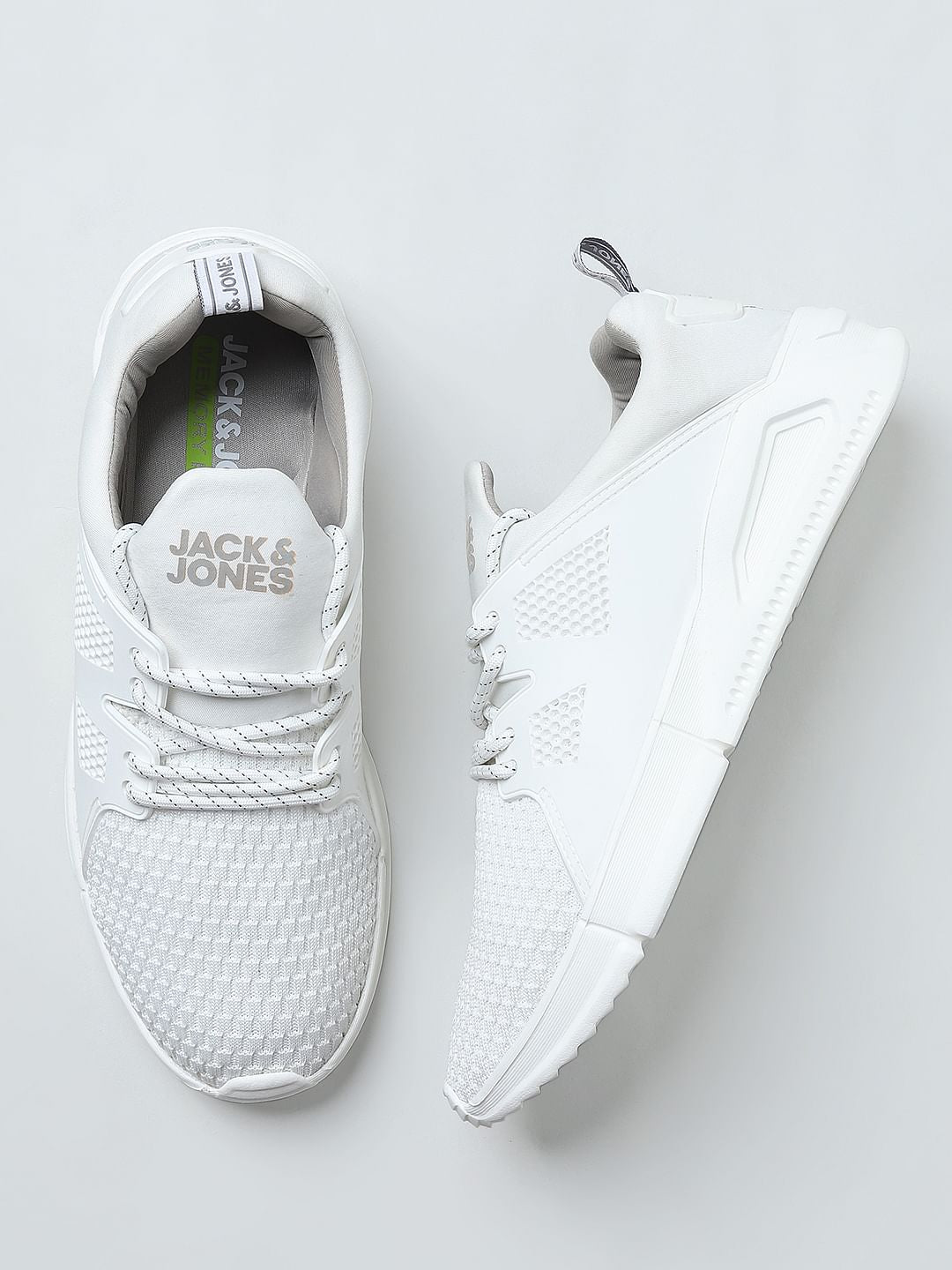 White Knit Lace-Up Sneakers
