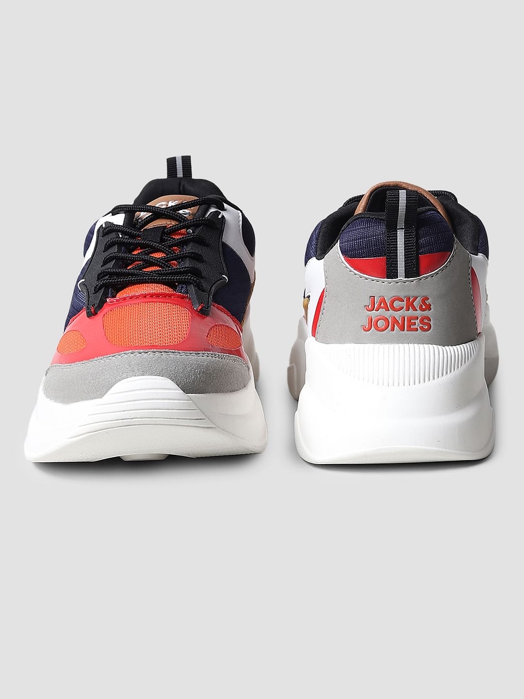 Grey & Red Colourblocked Sneakers