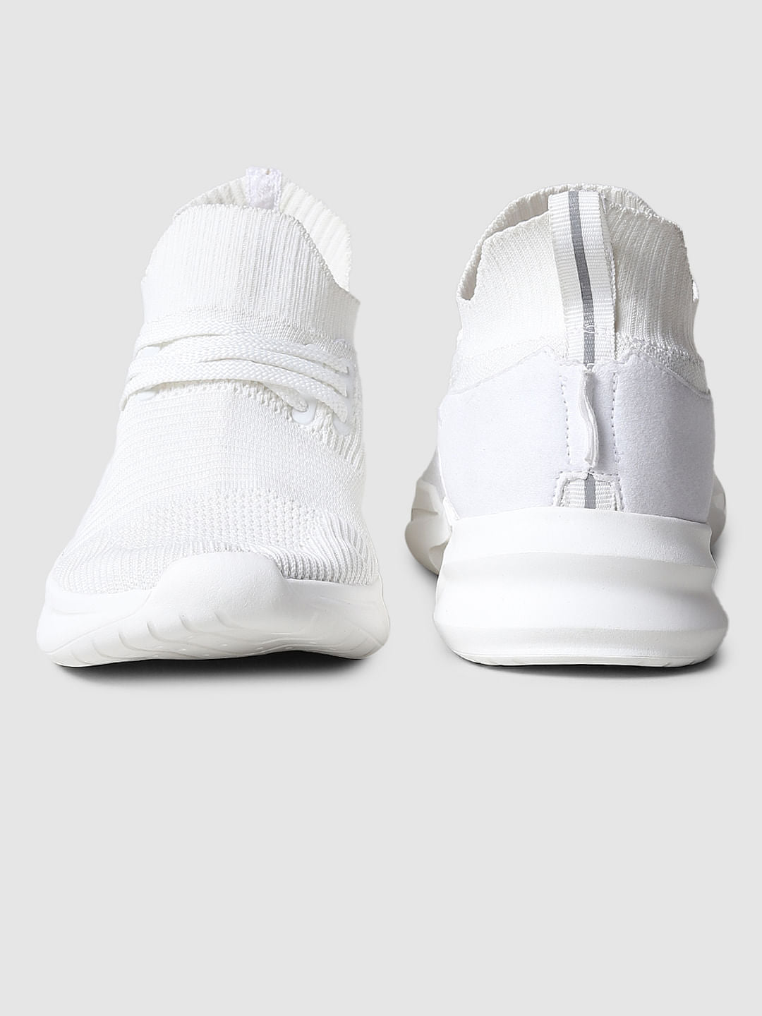 White Mesh Lace Up Sneakers