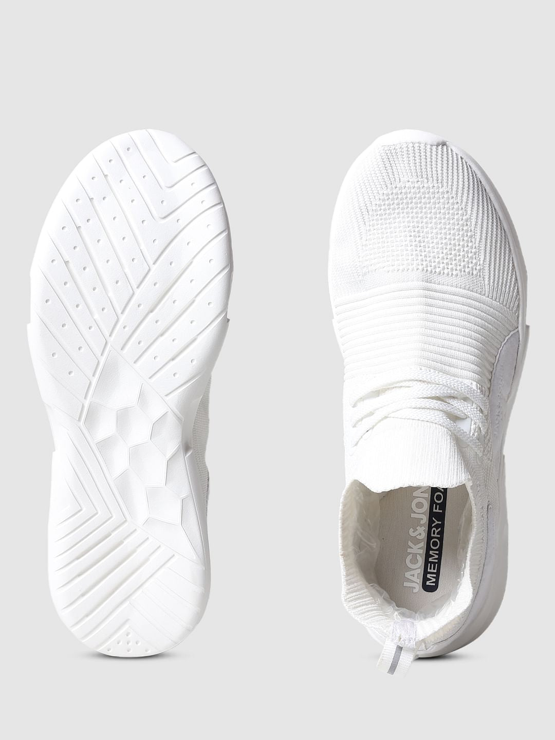 White Mesh Lace Up Sneakers