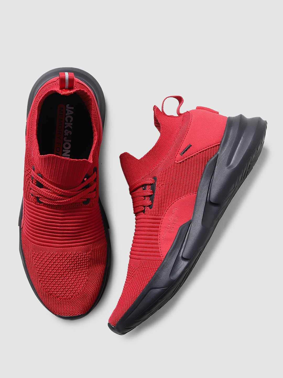 Red Mesh Lace Up Sneakers