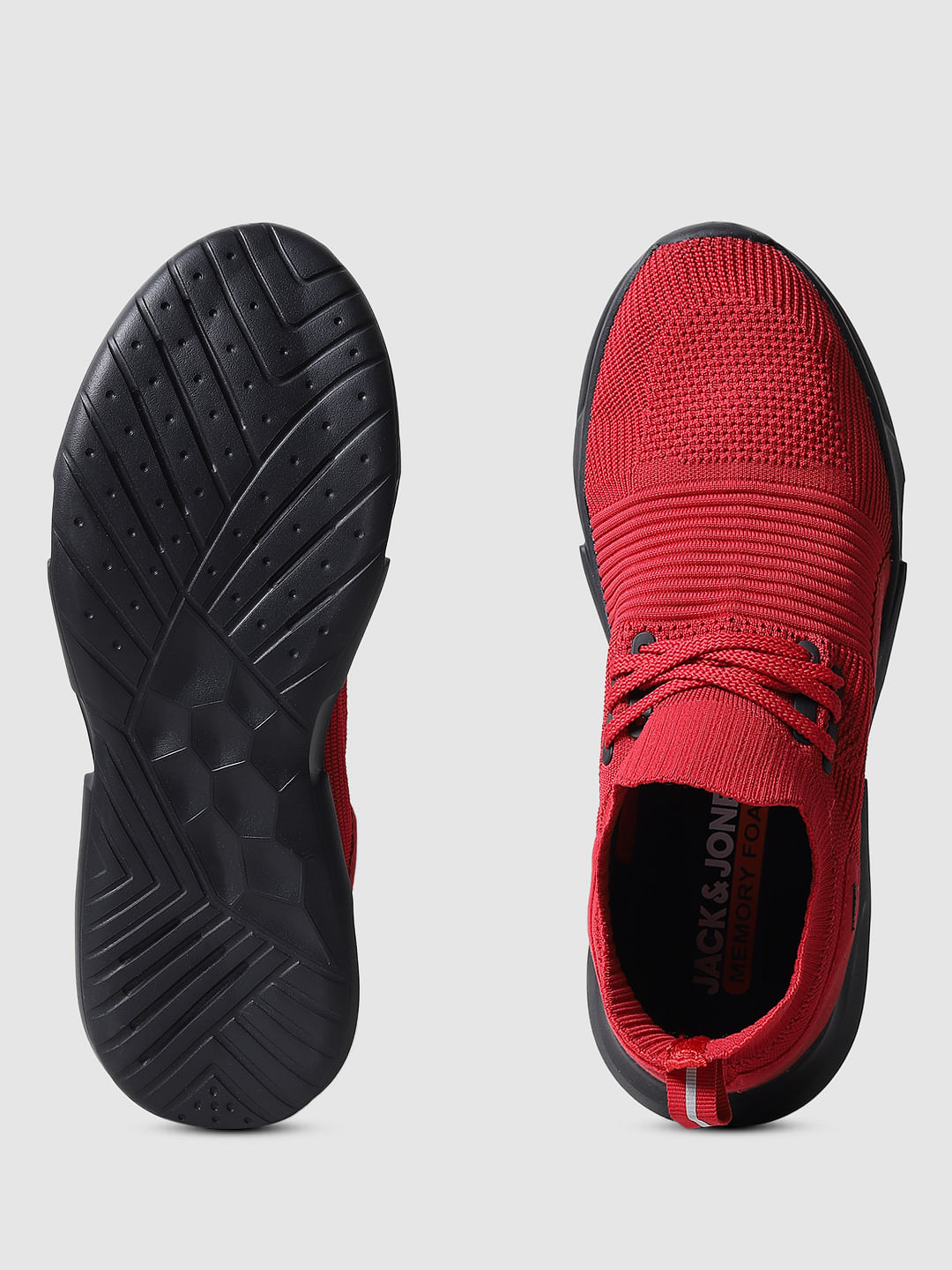 Red Mesh Lace Up Sneakers