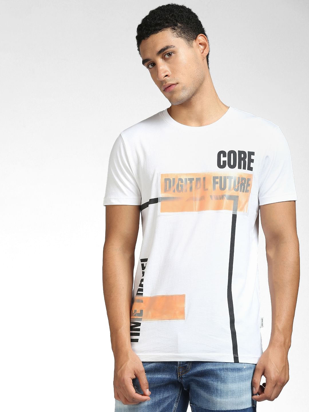White Graphic Print Crew Neck T-shirt