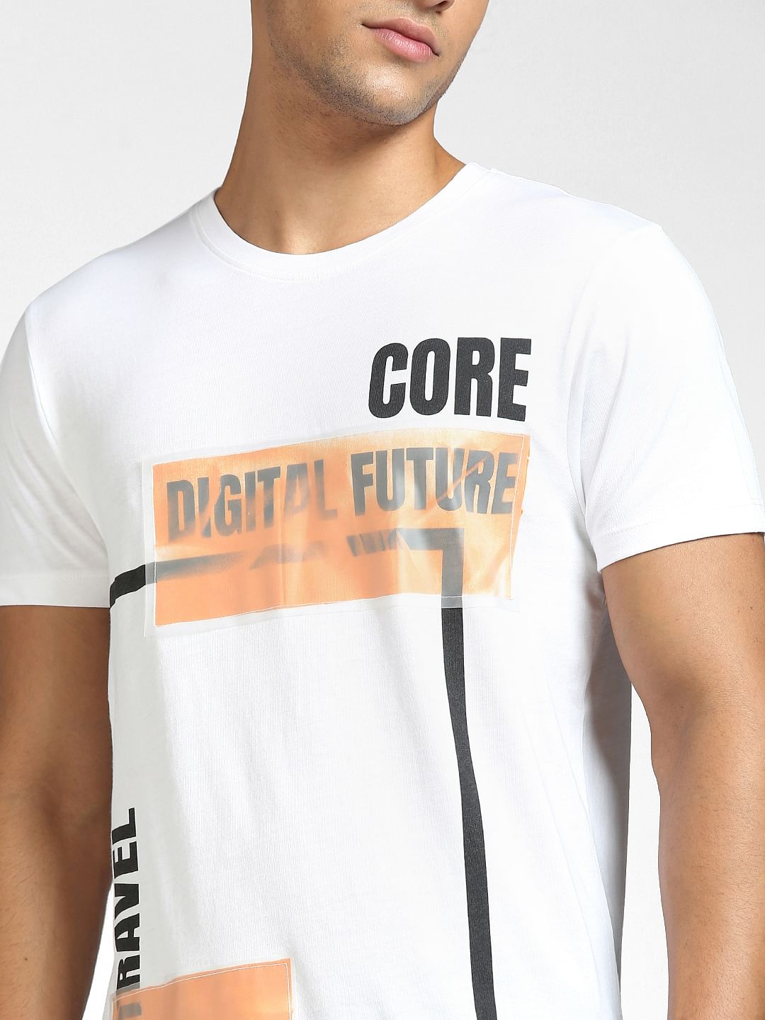 White Graphic Print Crew Neck T-shirt
