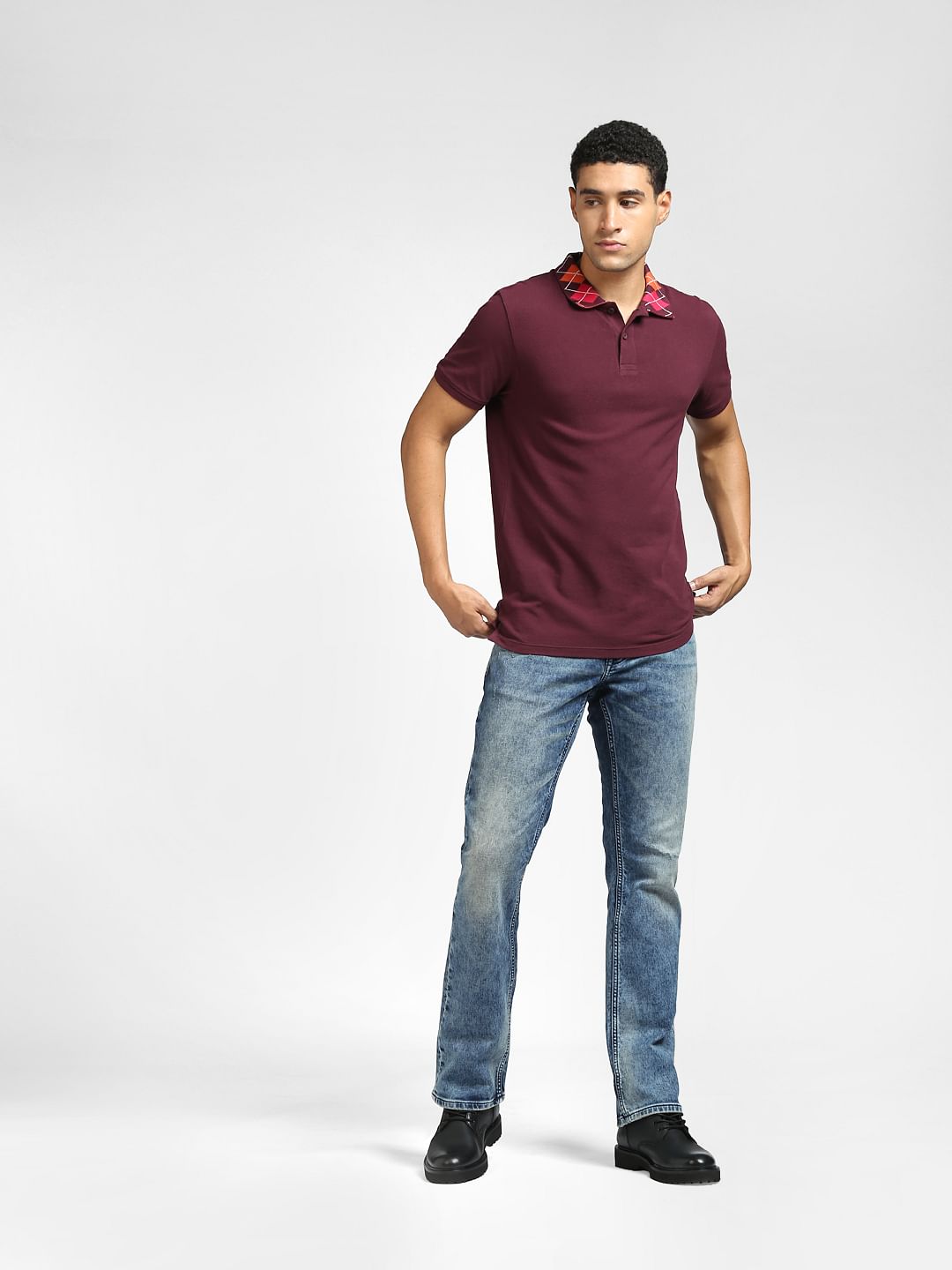 Maroon Polo Neck T-shirt