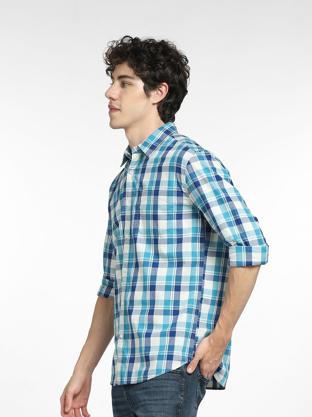 Blue Check Full Sleeves Shirt