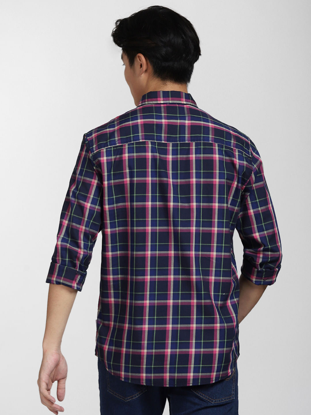 Blue Check Print Full Sleeves Shirt