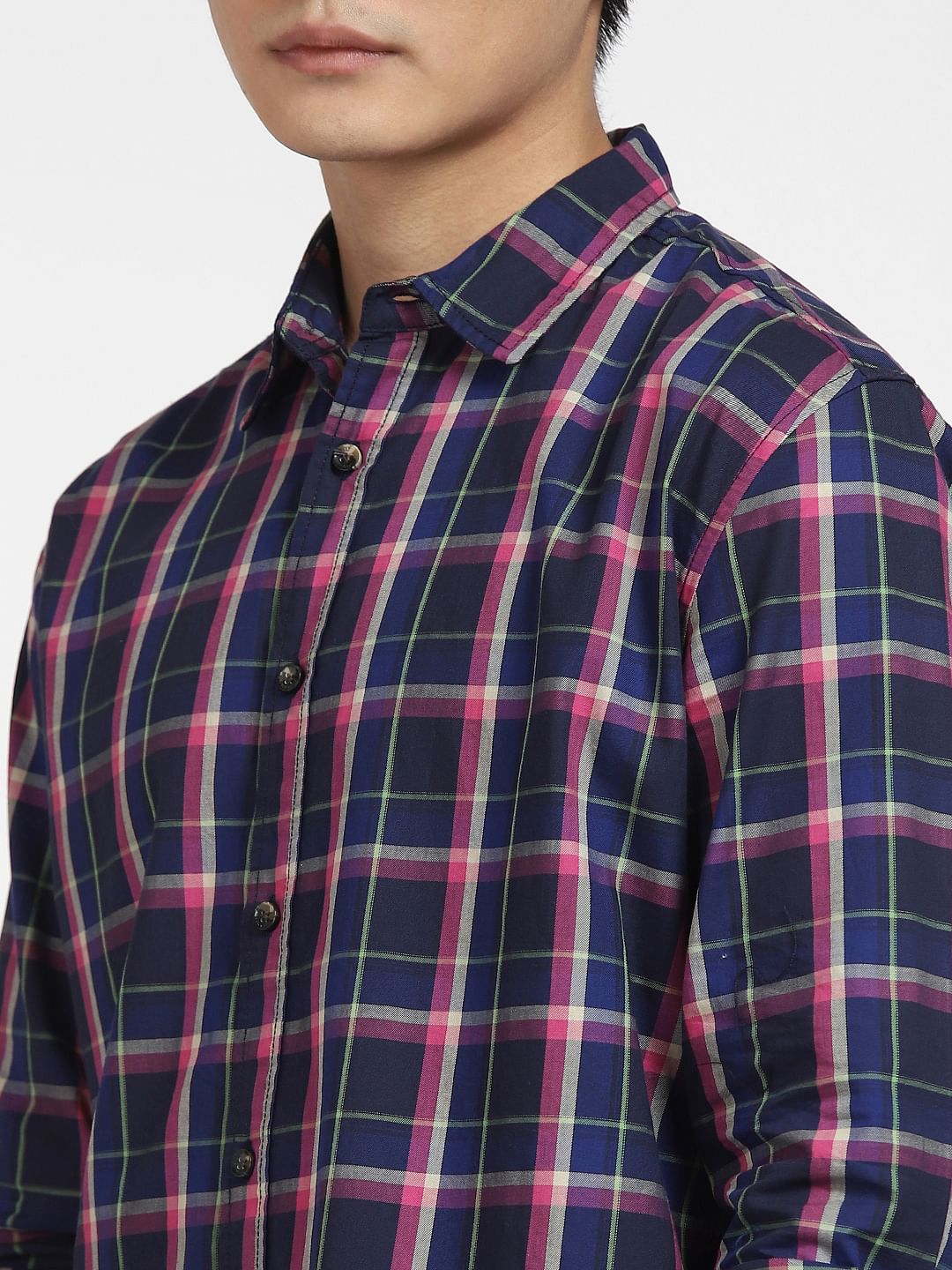 Blue Check Print Full Sleeves Shirt