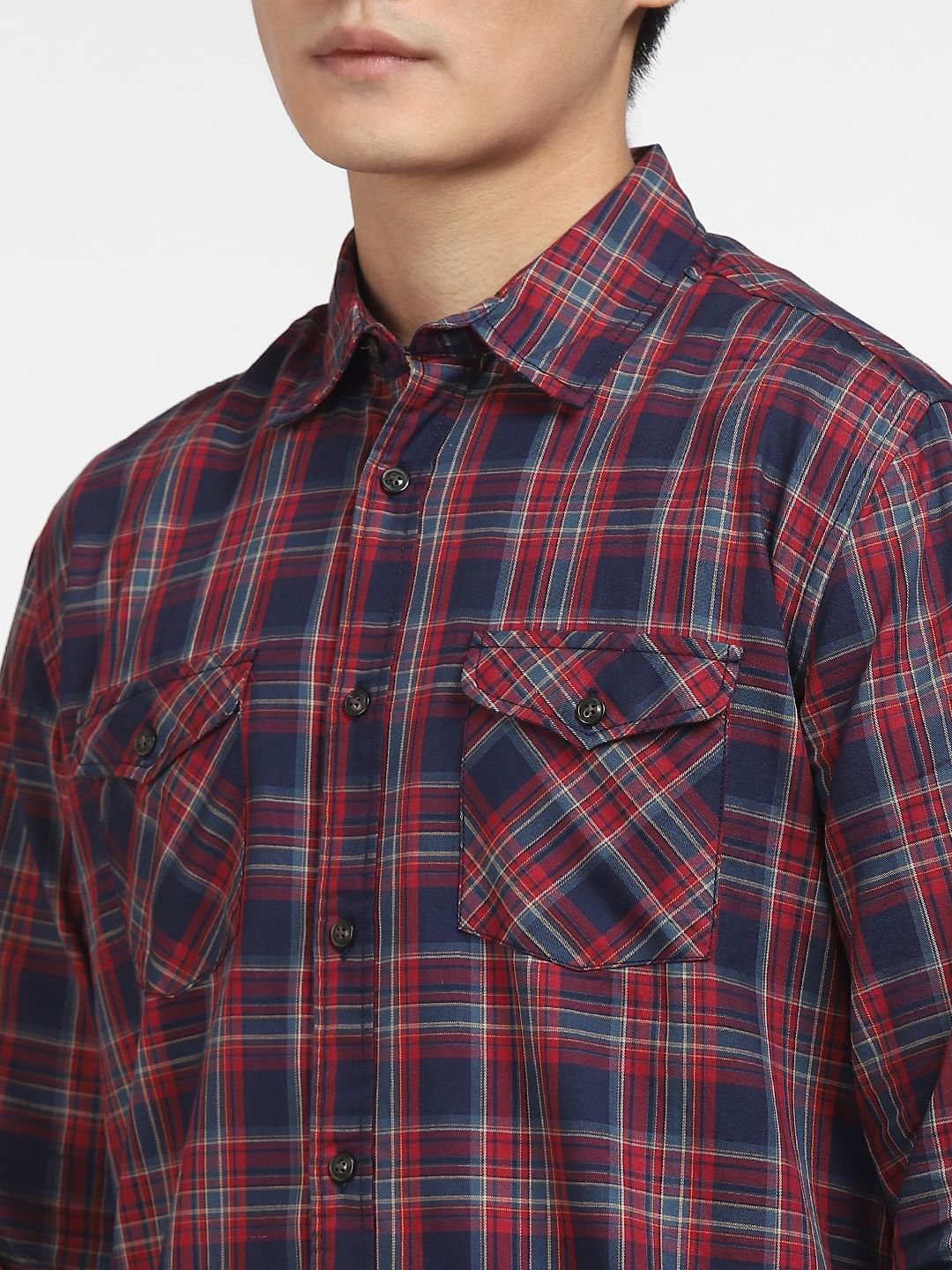 Red Check Print Full Sleeves Shirt