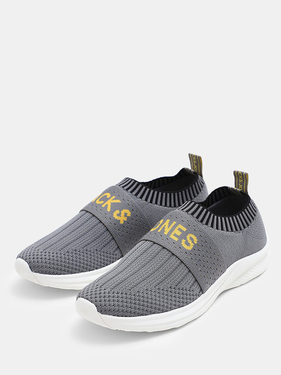 Ash Grey Knitted Slip On Sneakers