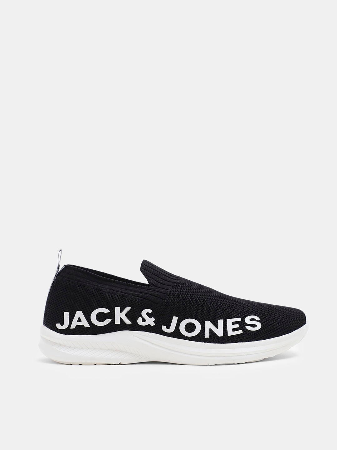 Black Knitted Slip On Sneakers
