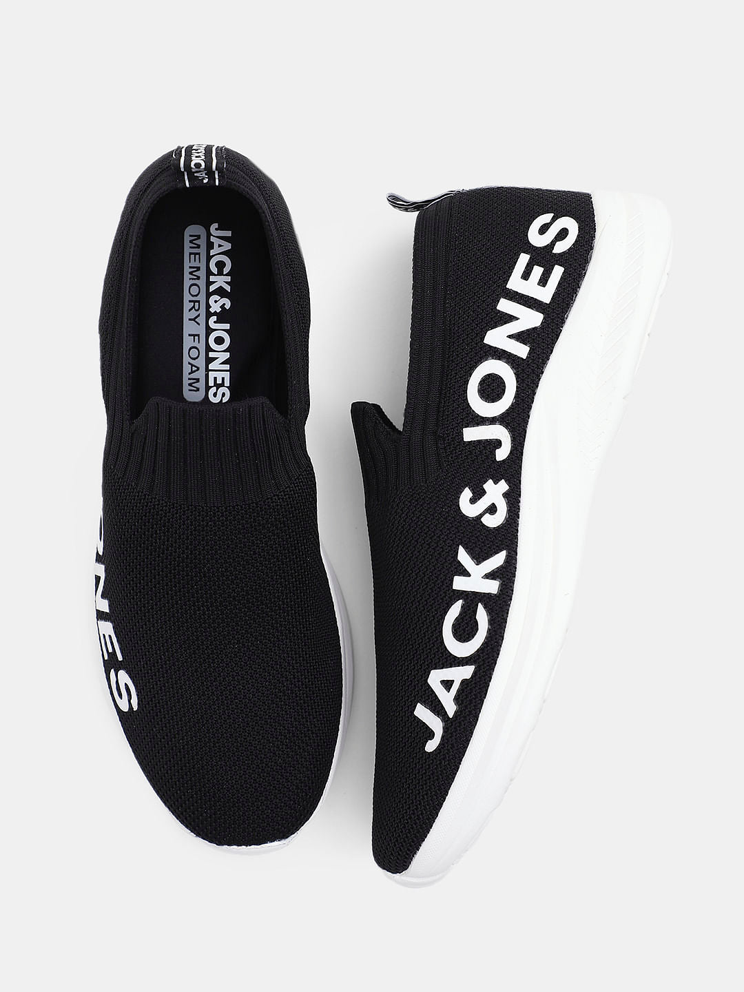 Black Knitted Slip On Sneakers