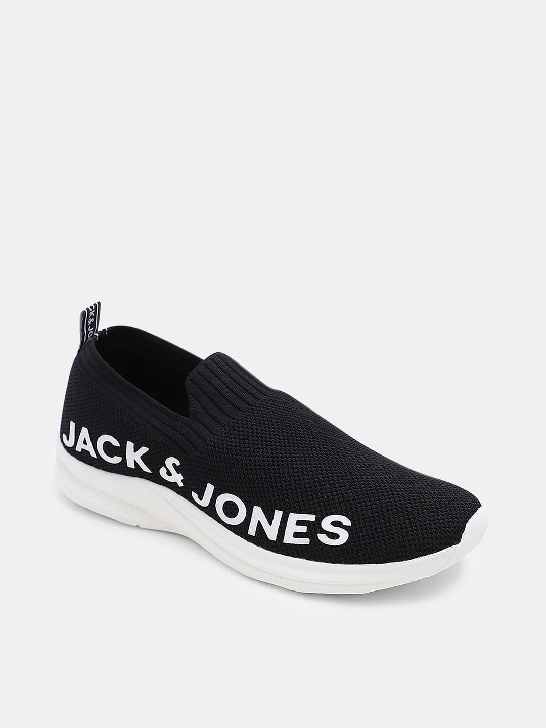 Black Knitted Slip On Sneakers