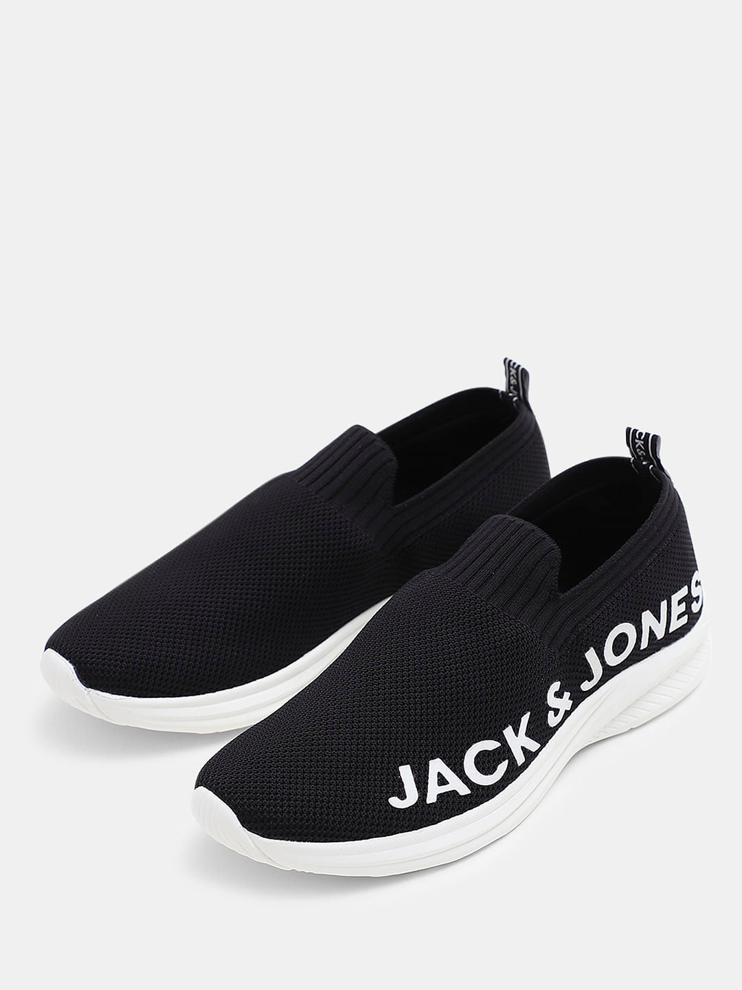 Black Knitted Slip On Sneakers