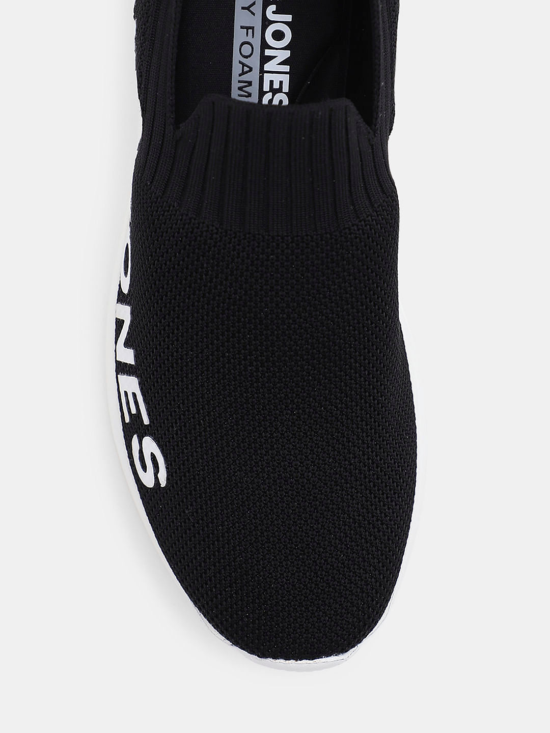 Black Knitted Slip On Sneakers