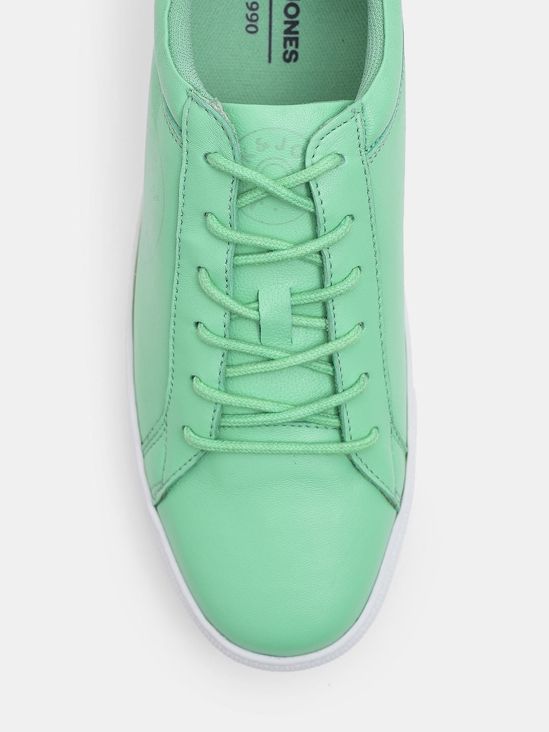 Green Leather Lace-Up Sneakers