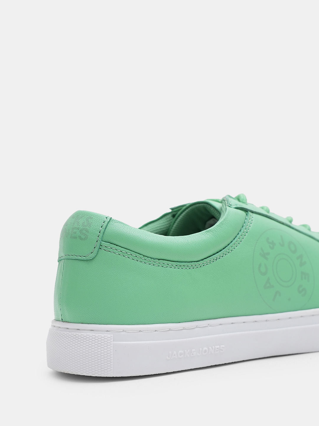 Green Leather Lace-Up Sneakers