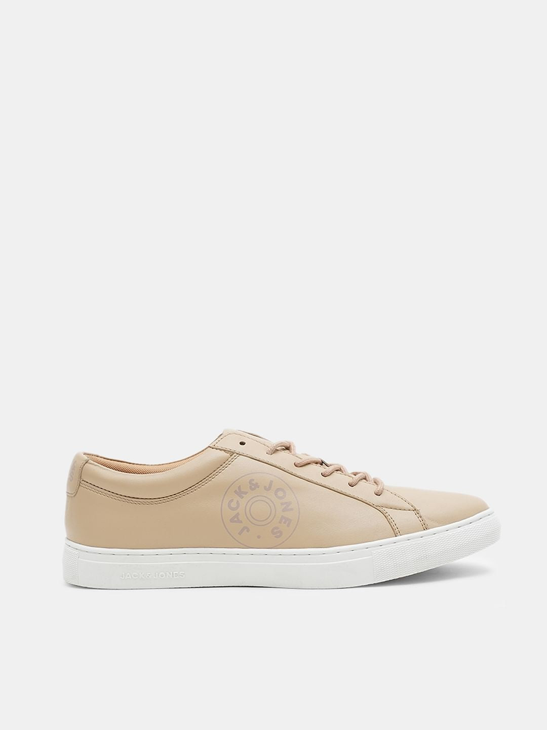 Beige Leather Sneakers