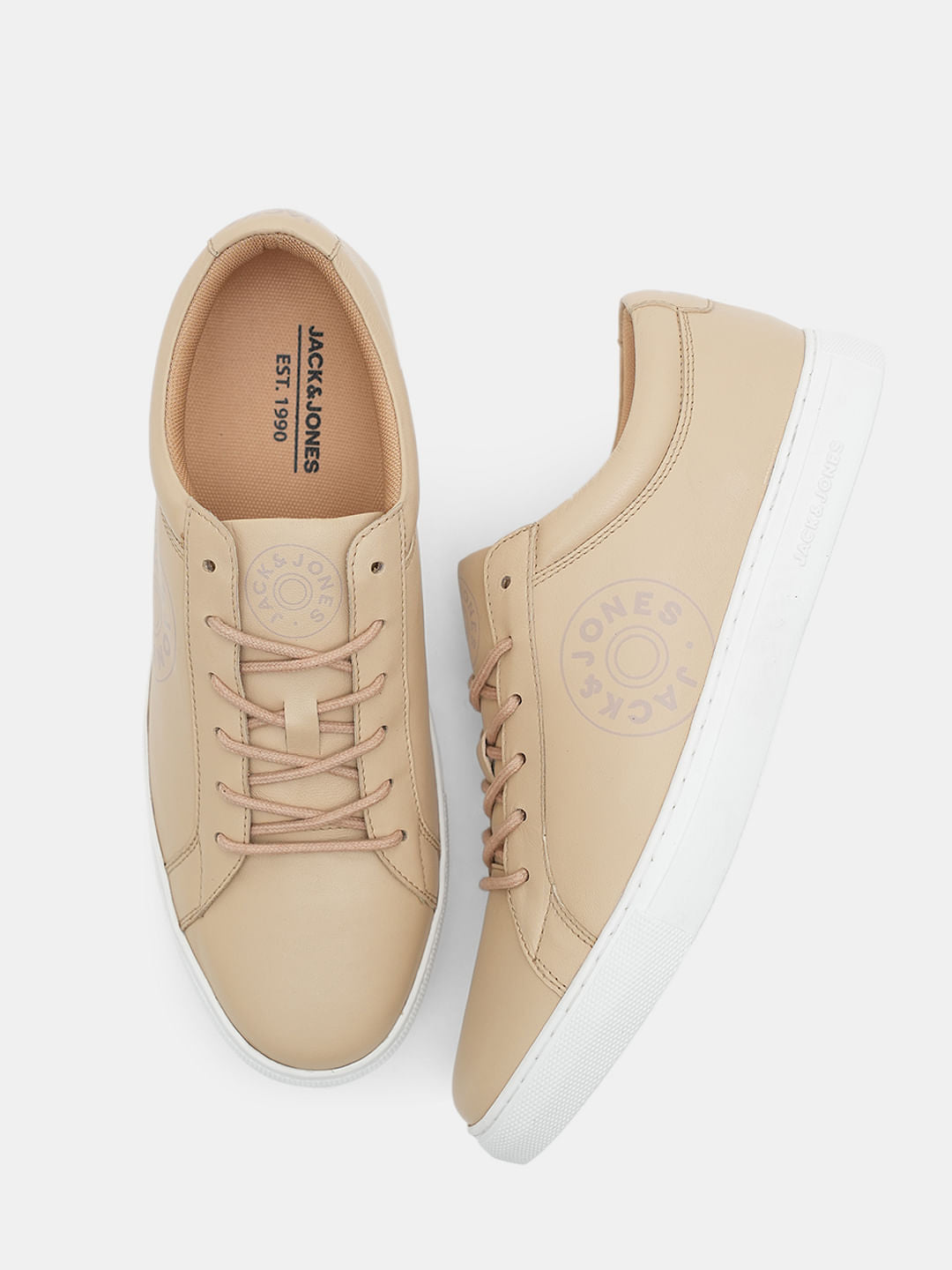 Beige Leather Sneakers