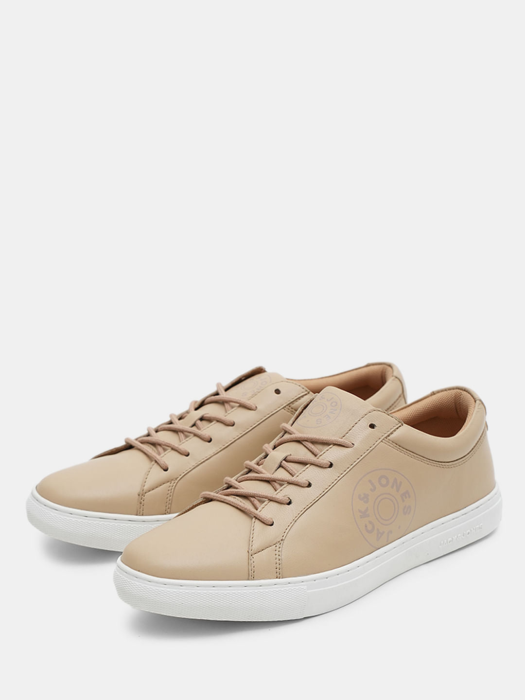 Beige Leather Sneakers