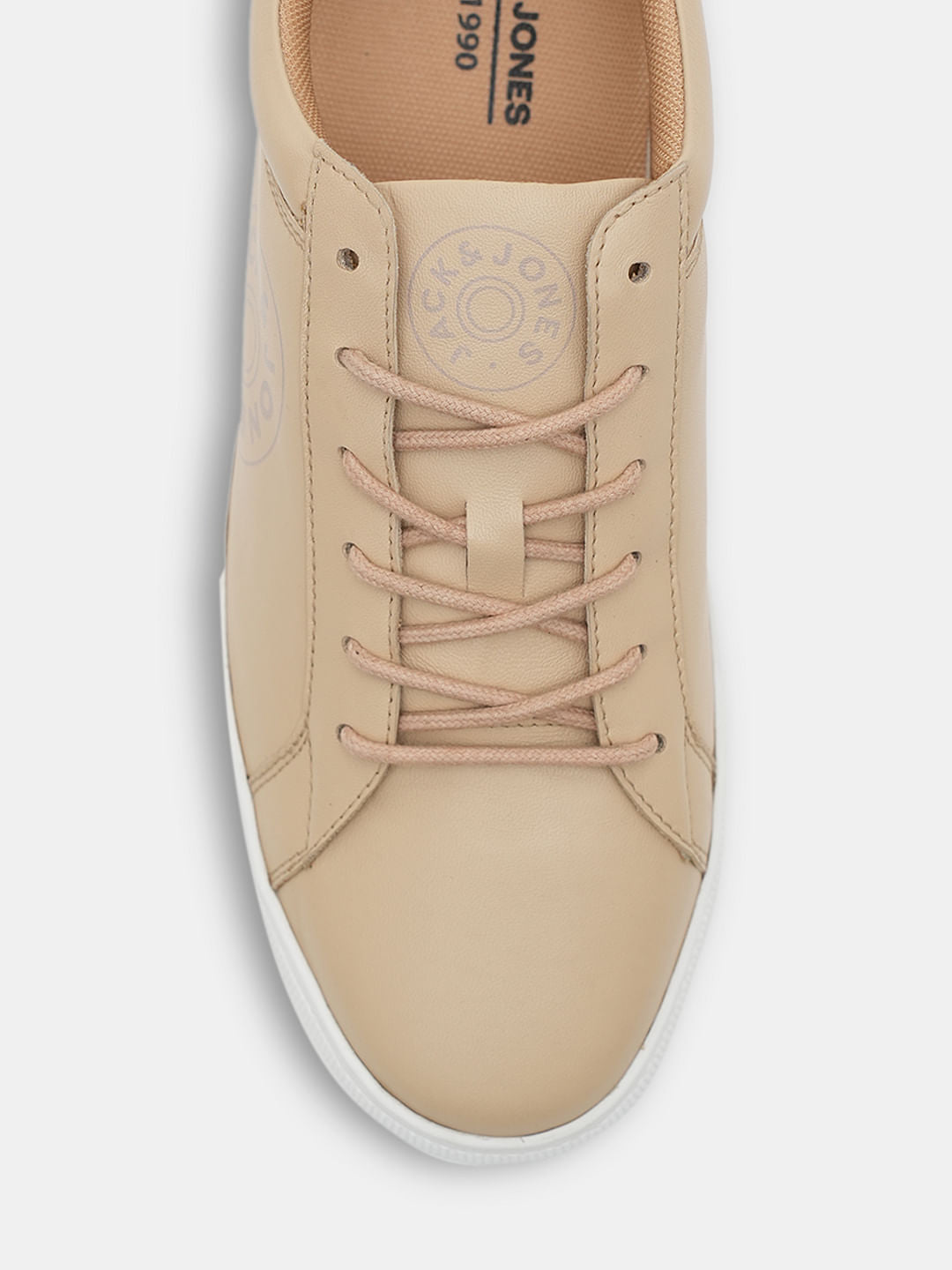 Beige Leather Sneakers