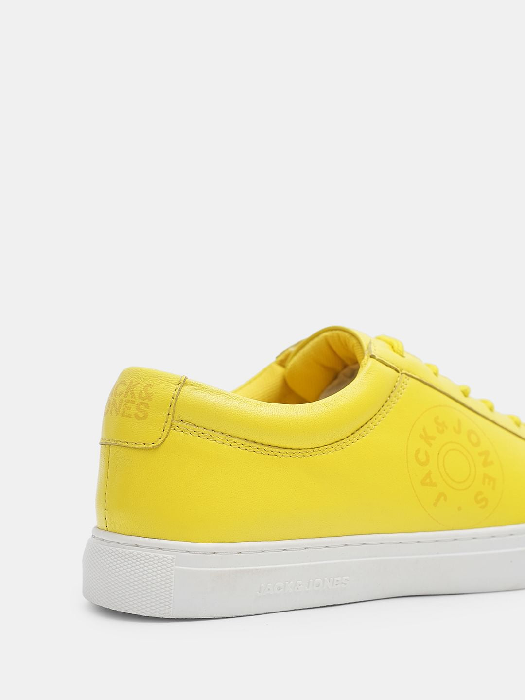 Yellow Leather Lace-Up Sneakers