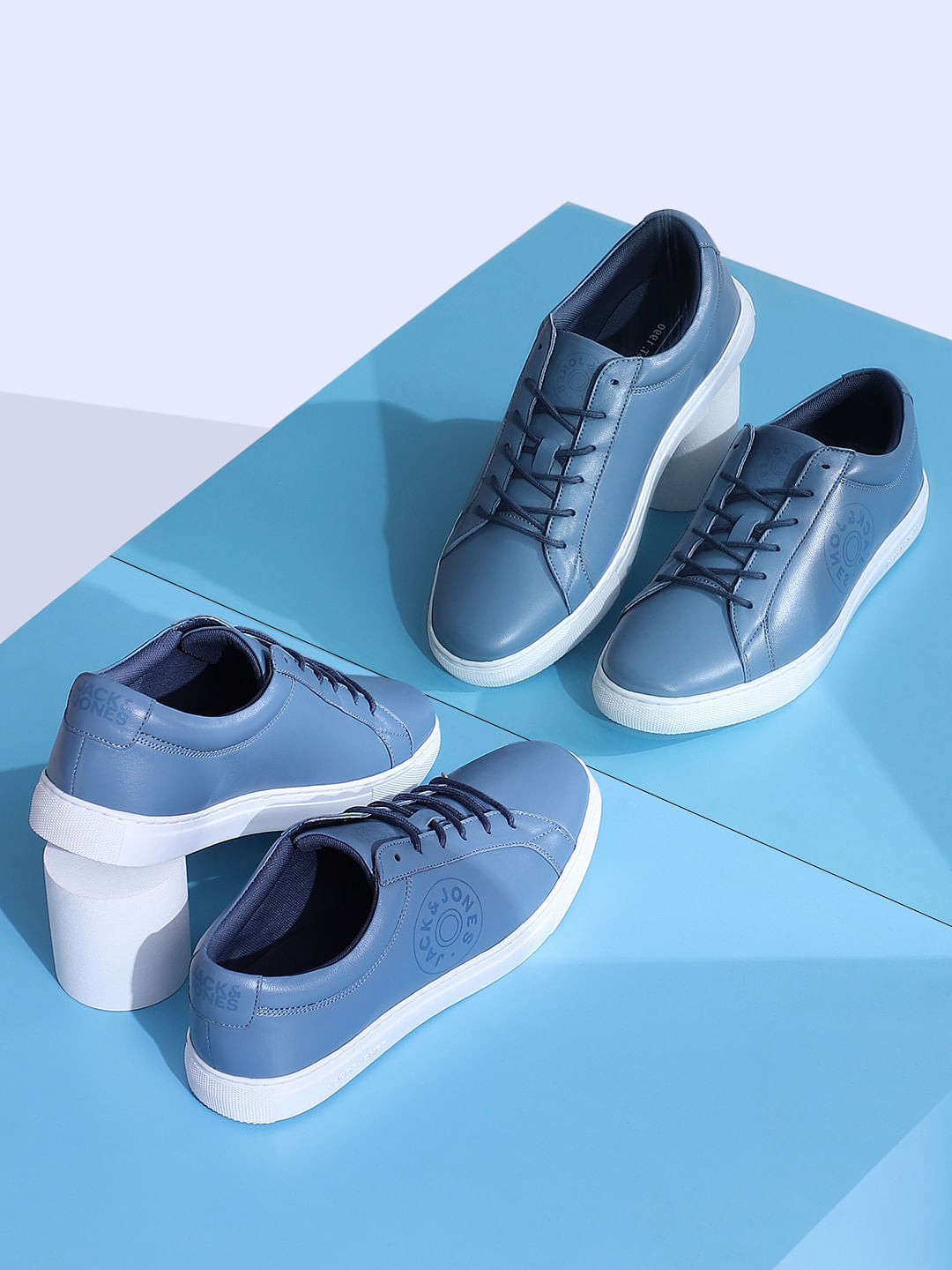 Blue Leather Sneakers