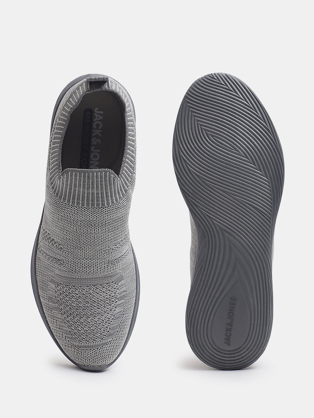 Light Grey Knitted Slip On Sneakers