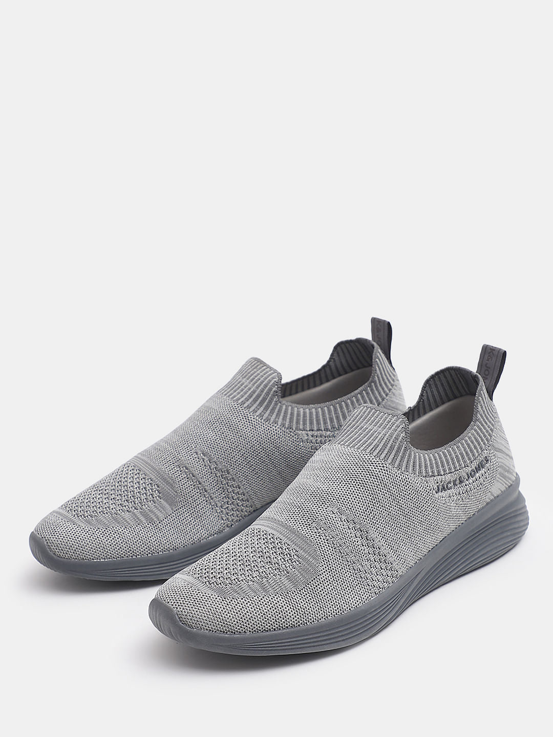 Light Grey Knitted Slip On Sneakers