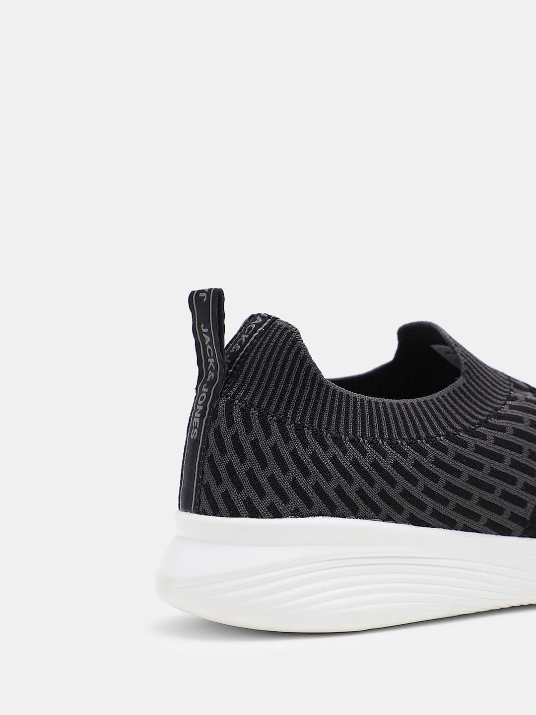 Black & Grey Knitted Slip On Sneakers