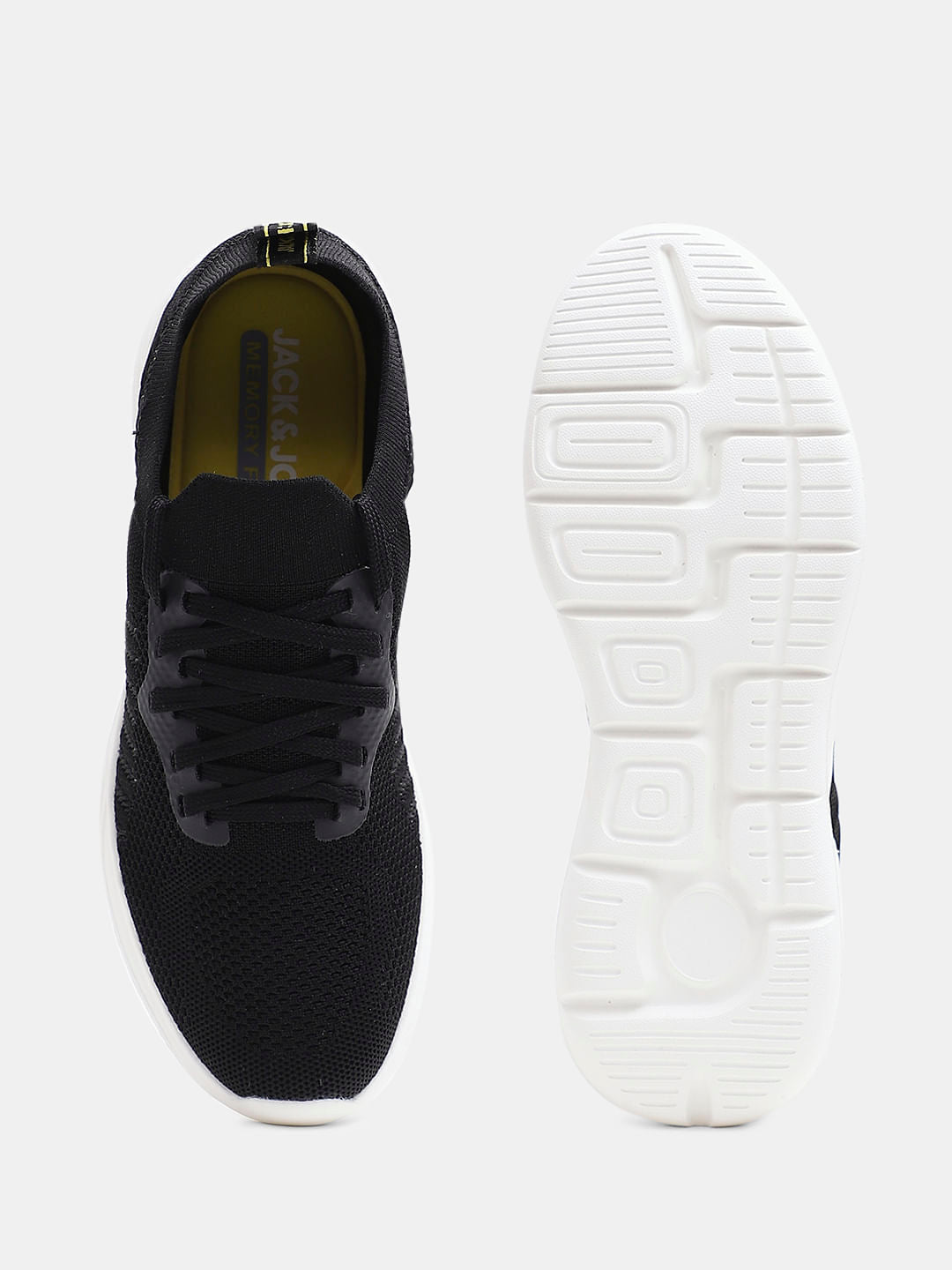 Black Knitted Lace-Up Sneakers