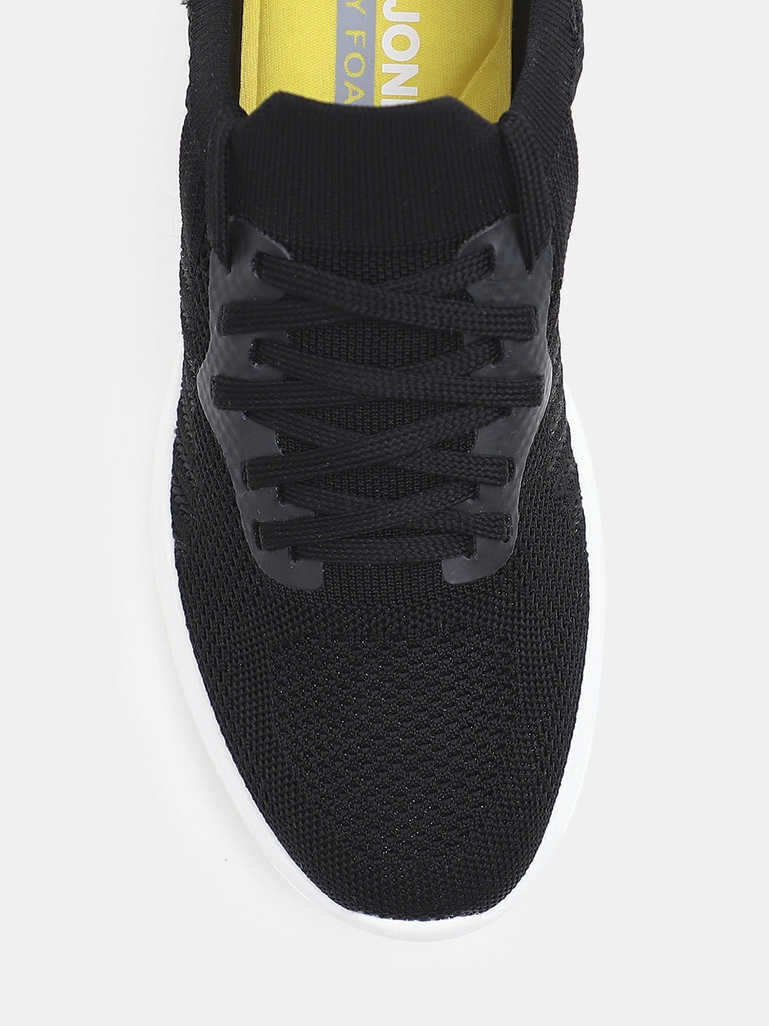 Black Knitted Lace-Up Sneakers