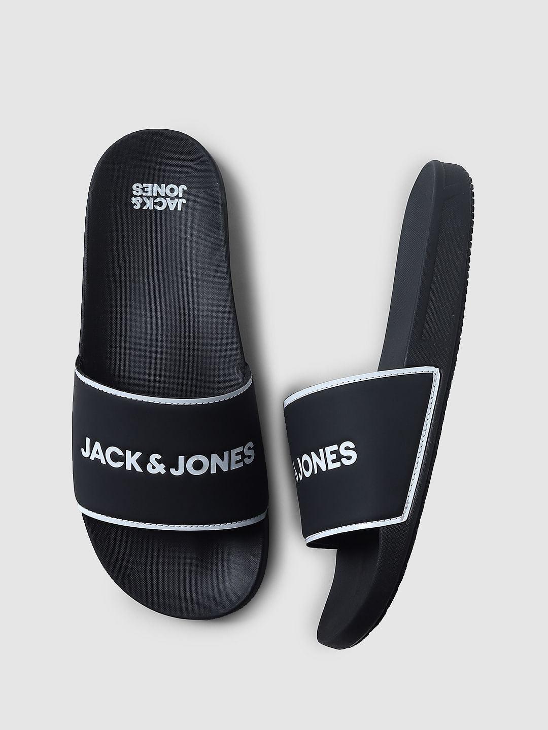 Black Logo Print Sliders