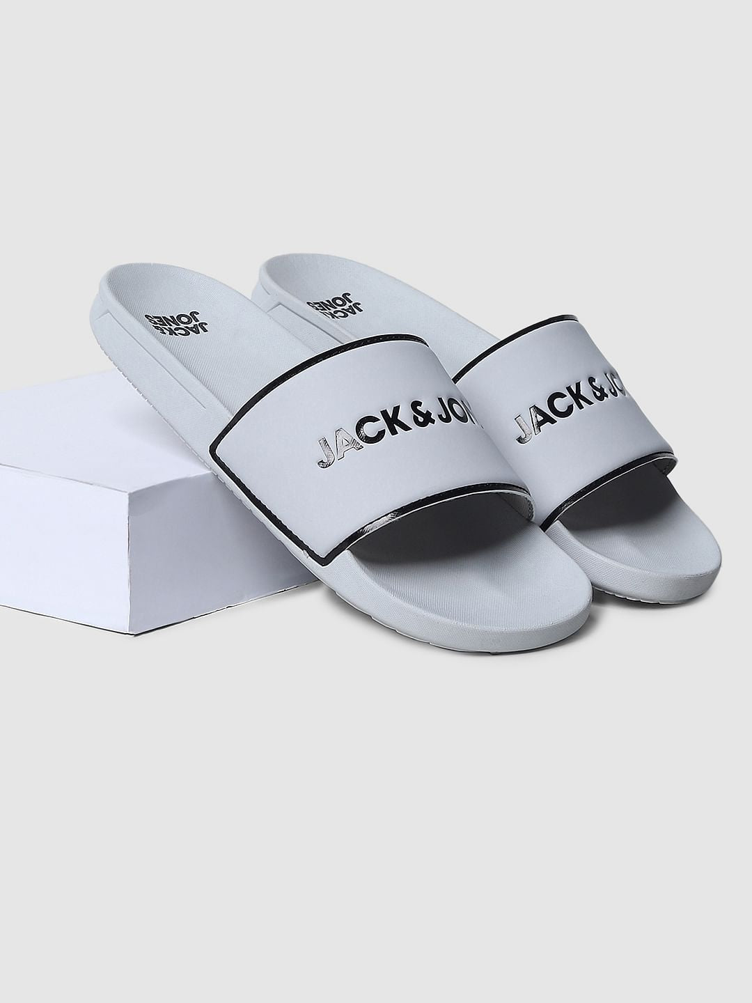 Grey Logo Print Sliders