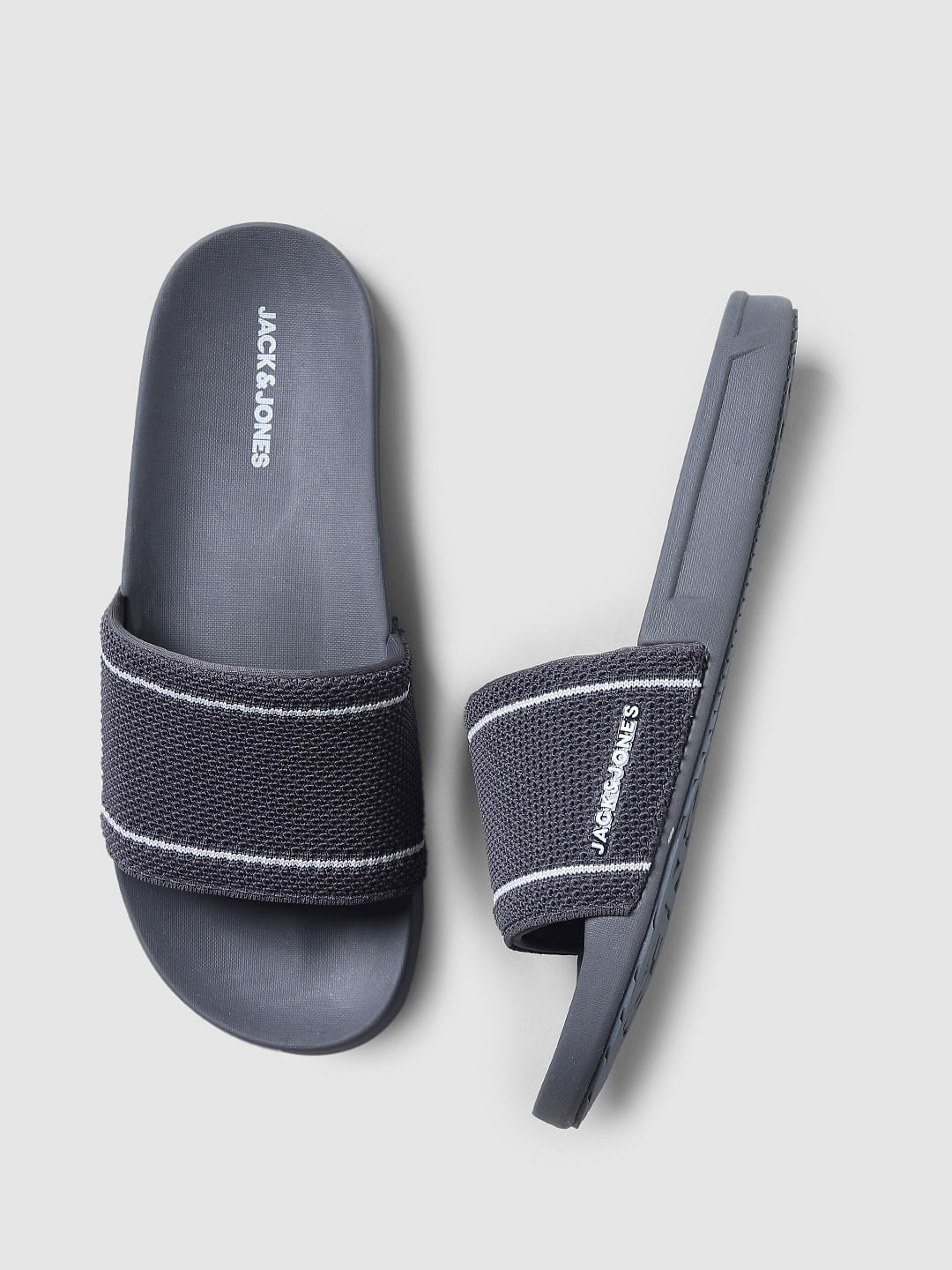 Grey Knit Sliders