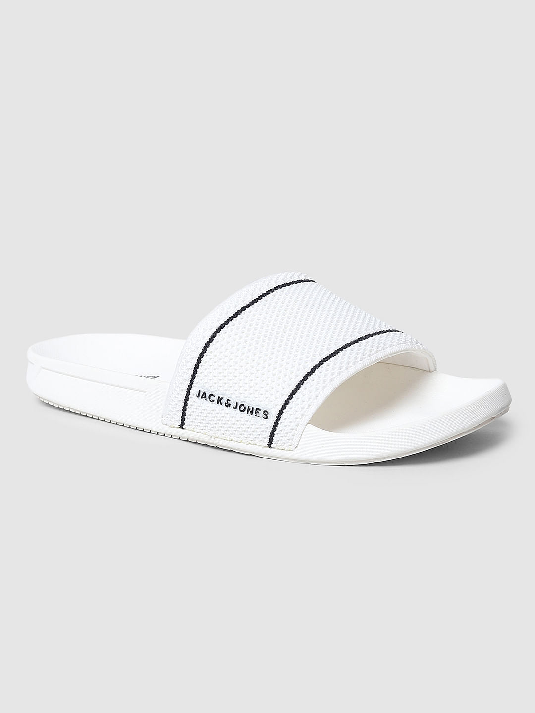 White Knit Sliders