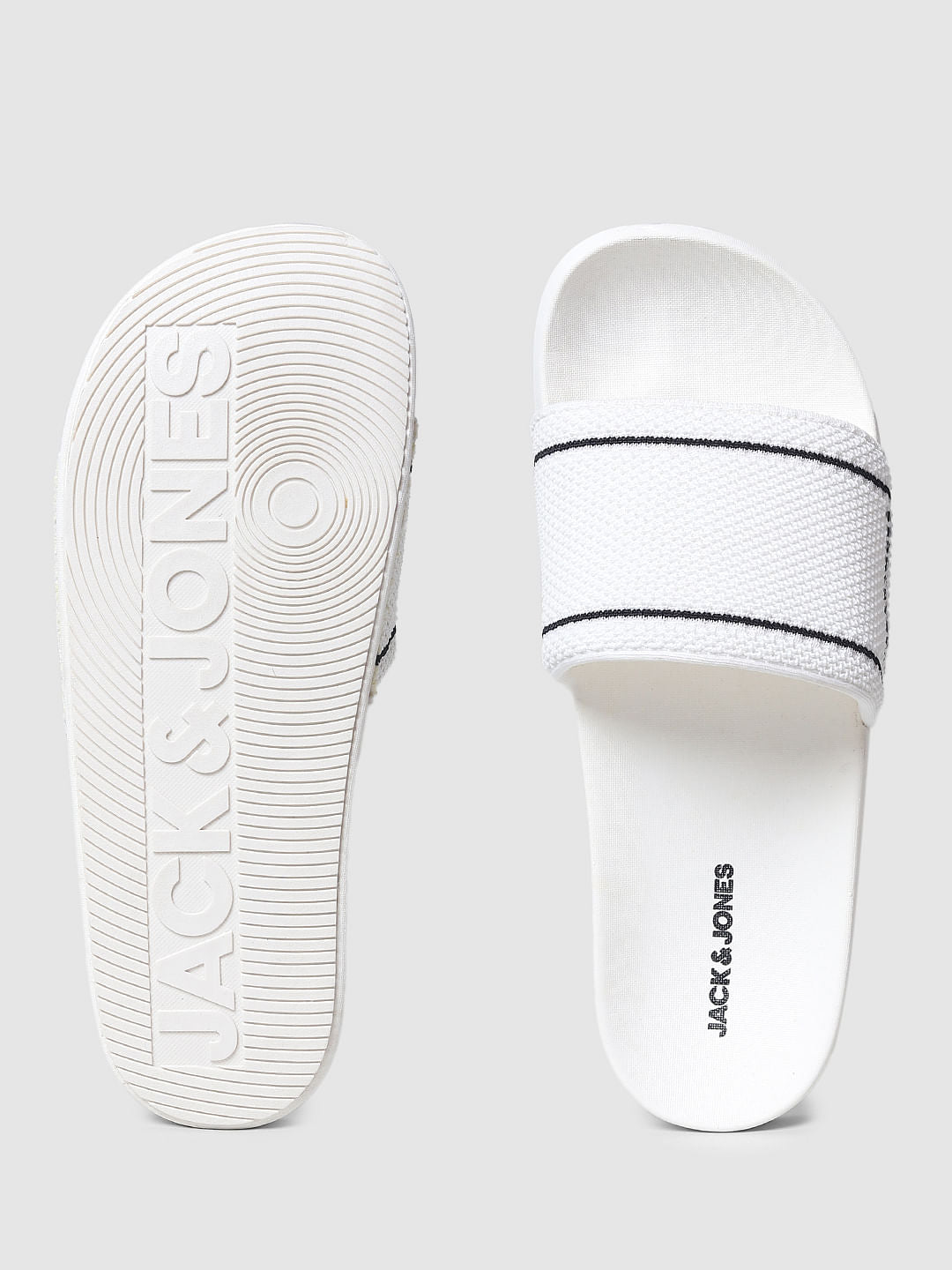White Knit Sliders