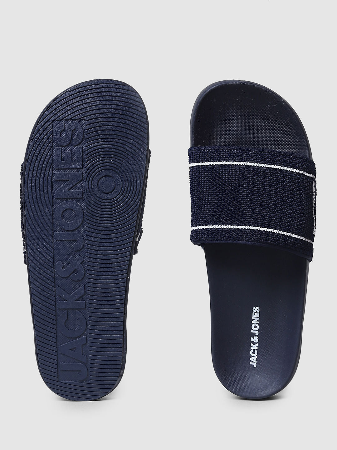 Navy Blue Knit Sliders