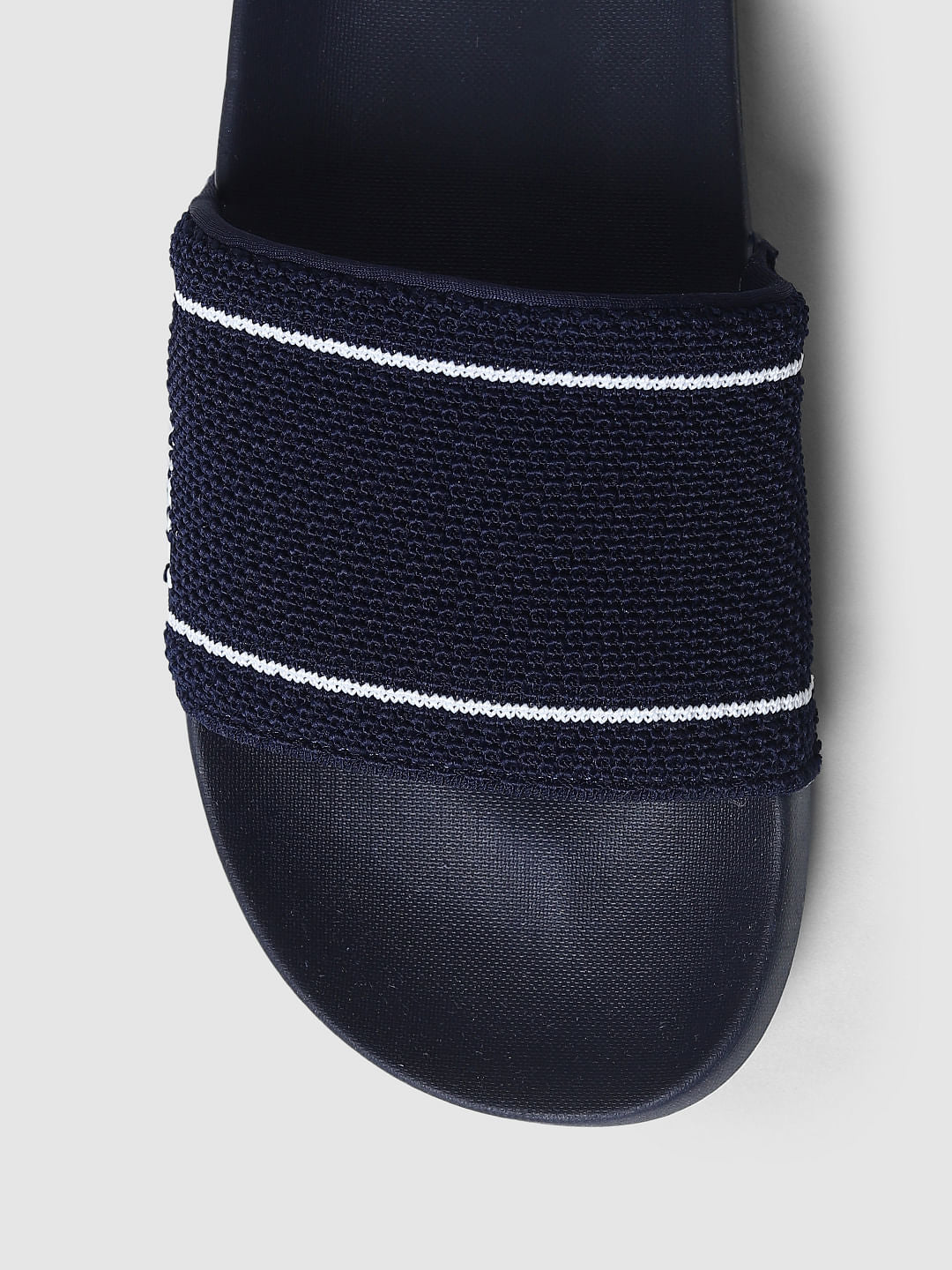 Navy Blue Knit Sliders