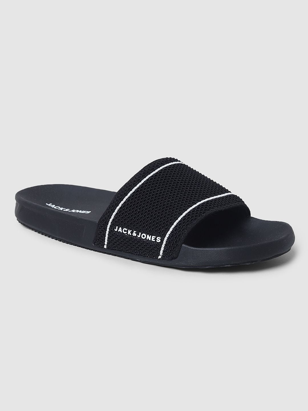 Black Knit Sliders