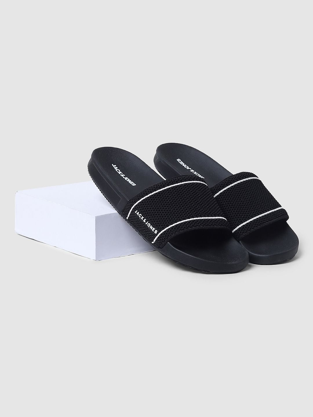 Black Knit Sliders