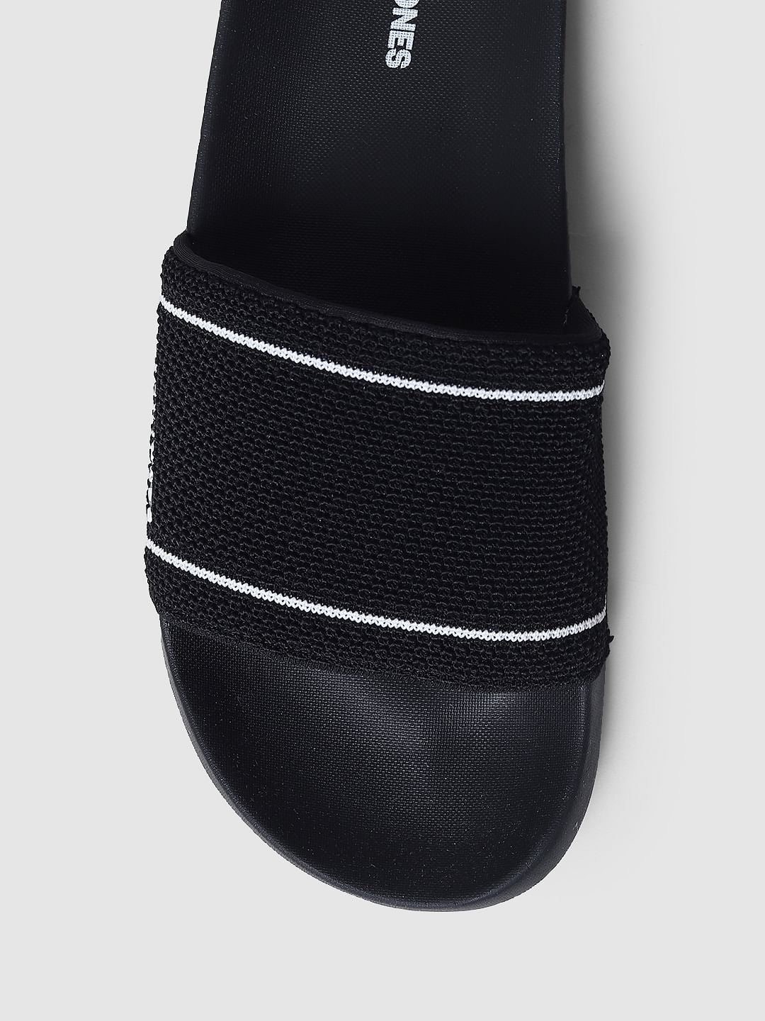 Black Knit Sliders
