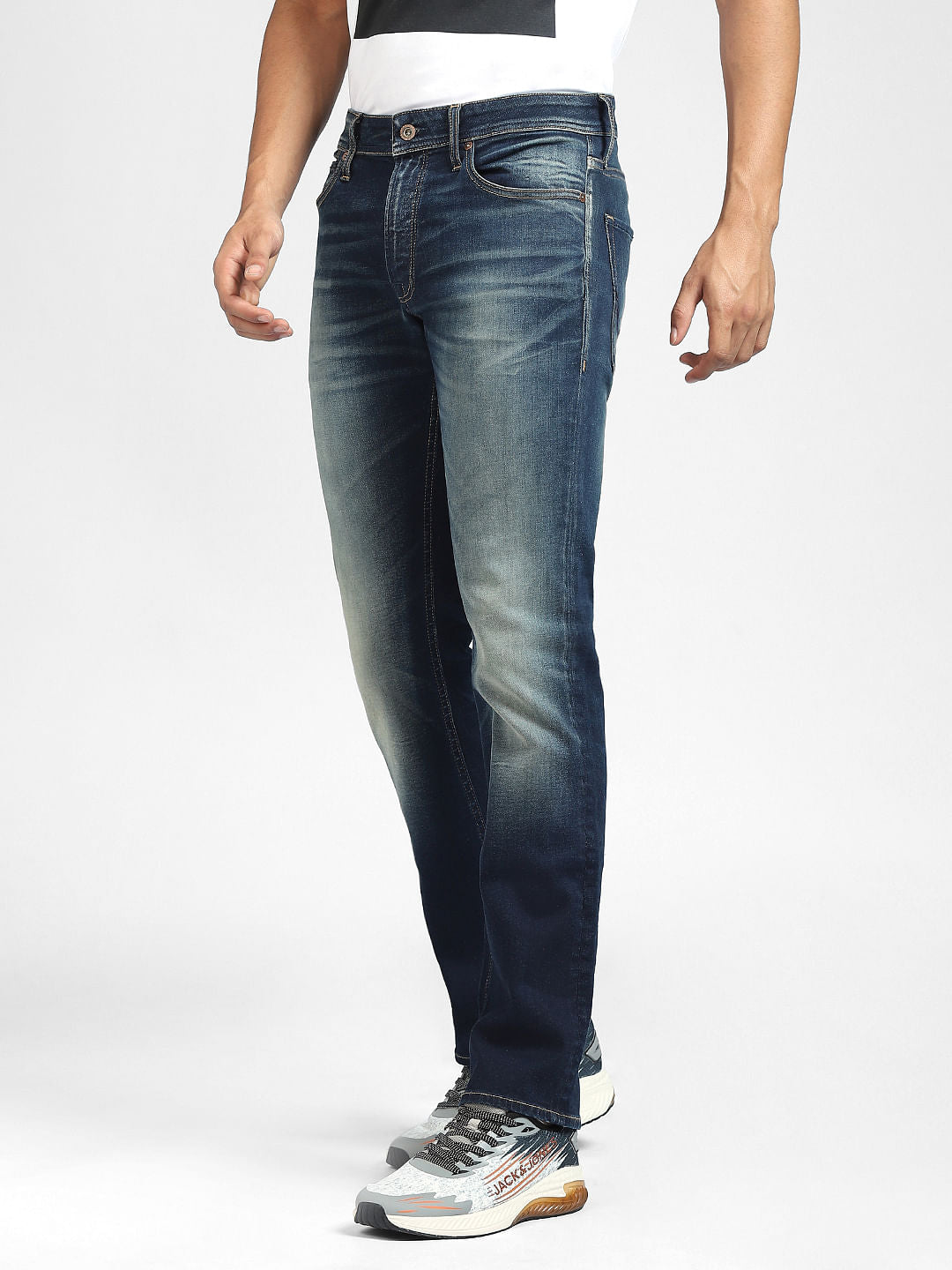 Dark Blue Mid Rise Clark Straight Jeans