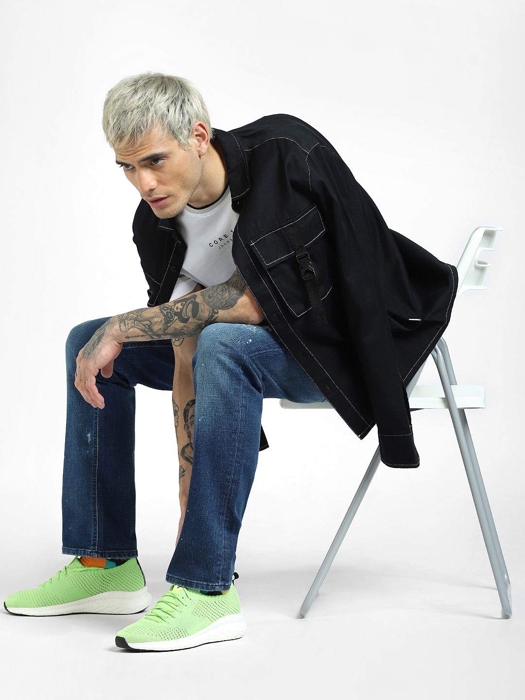 Blue Mid Rise Clark Ripped Straight Jeans