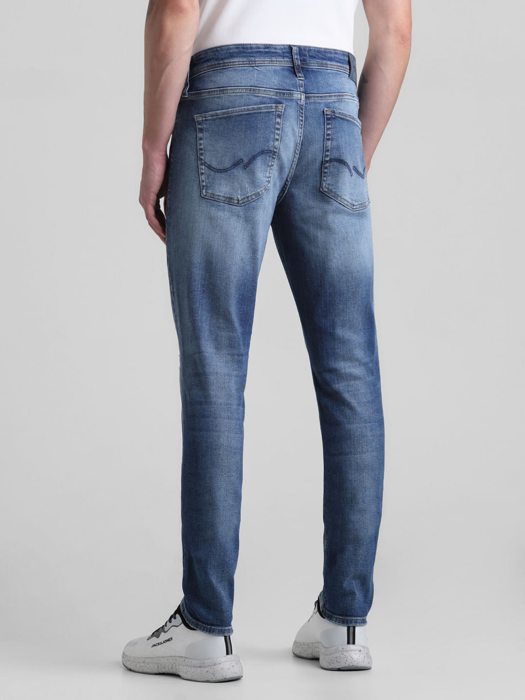 Dark Blue Distressed Liam Skinny Fit Jeans