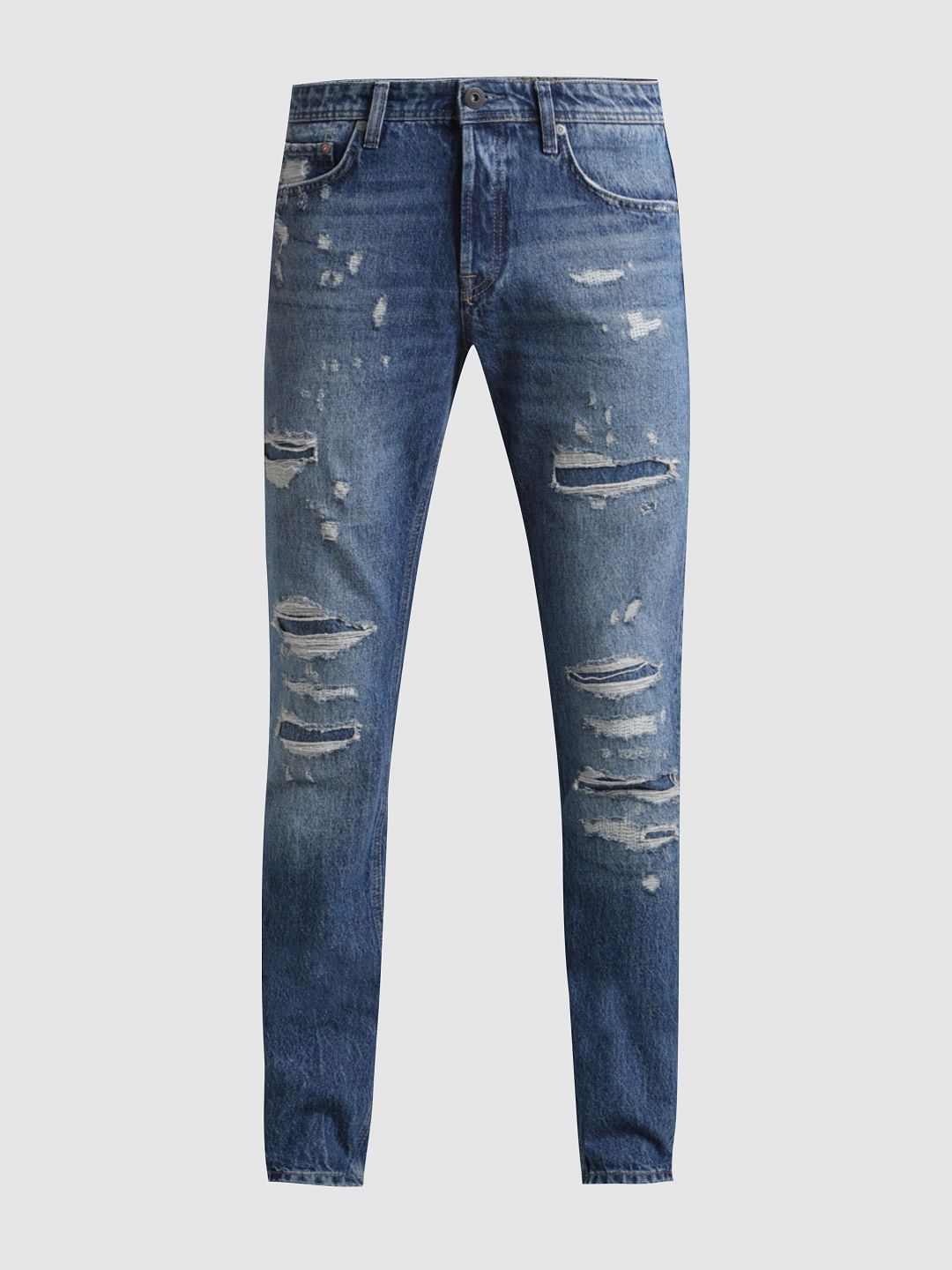 Blue Distressed Glenn Slim Fit Jeans