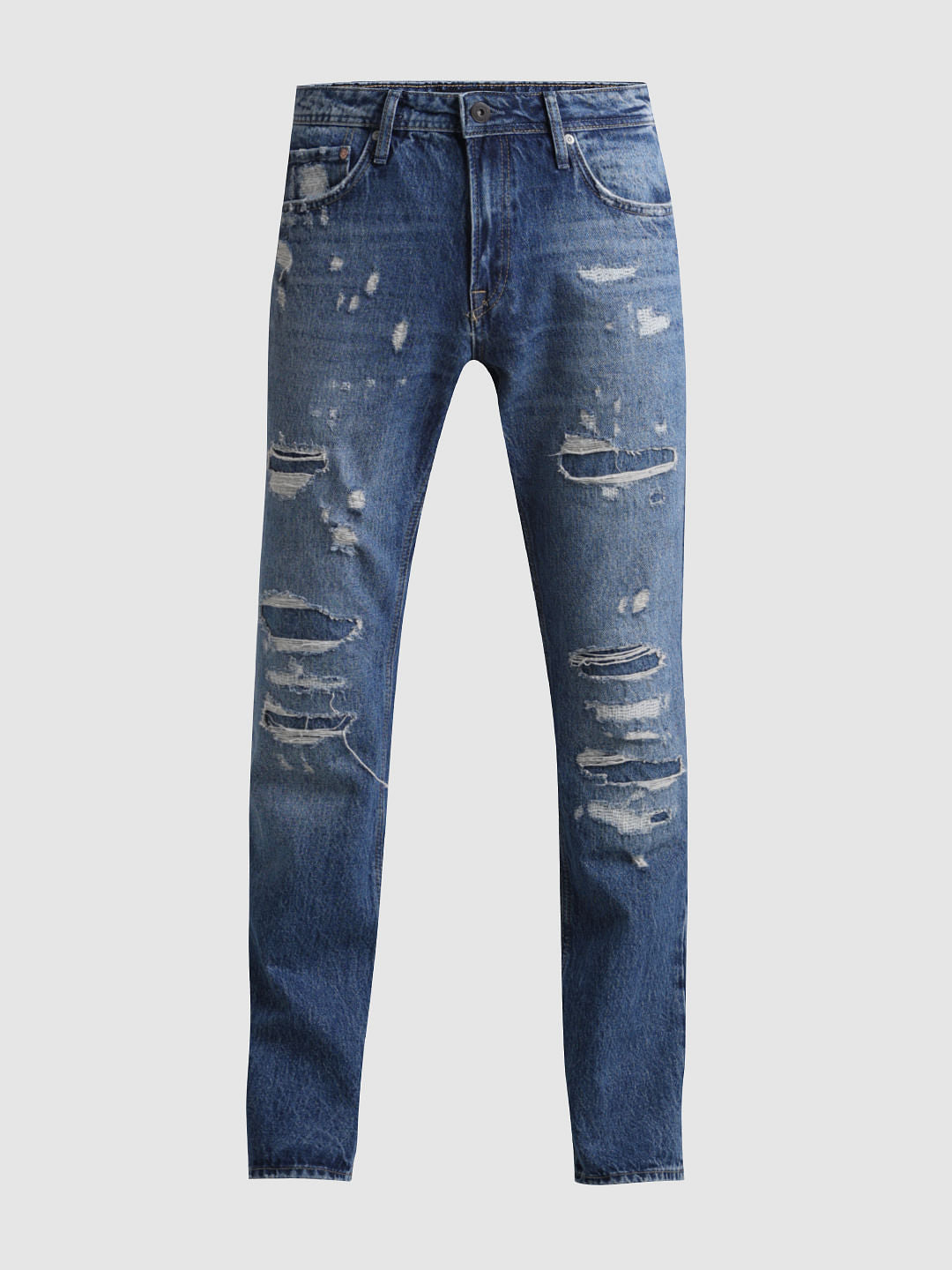 Blue Distressed Clark Regular Fit Jeans